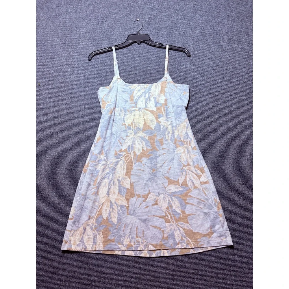 Tommy Bahama Floral Camisole Dress Womens Tan Blue Excellent Tropical Casual - Picture 2 of 8
